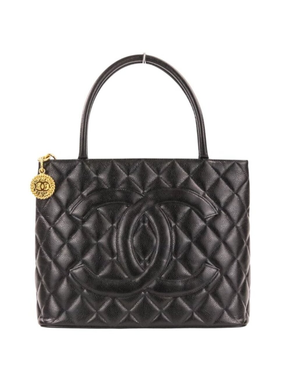 Chanel Caviar Leather Quilted CC Logo Reissue Tote Bag Black